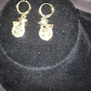 Fashion Jewelry Gold Money Bag Charm Hoop Earrings